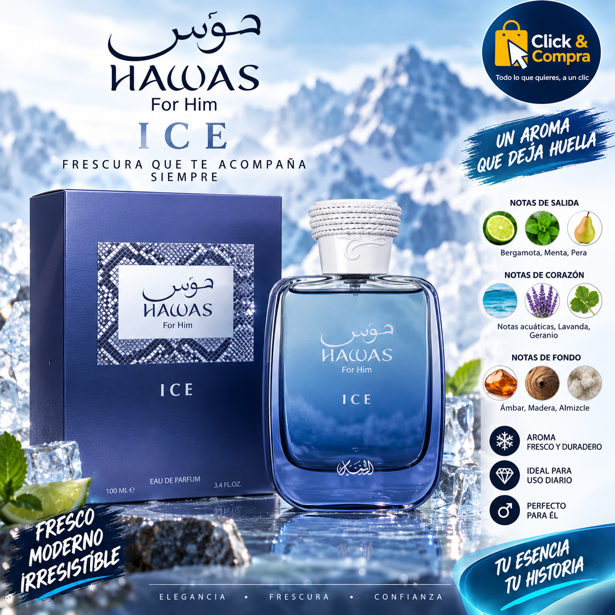 HAWAS ICE 100 ML de AROMA360