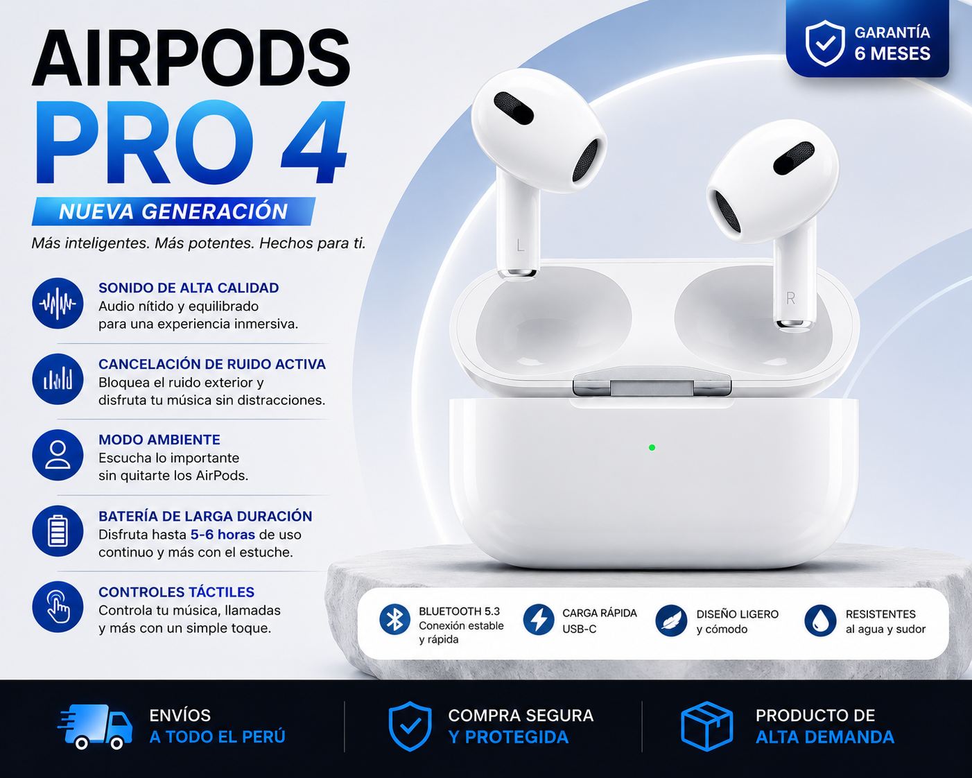 AIRPODS 4TA GENERACION CALIDAD A1 de AROMA360
