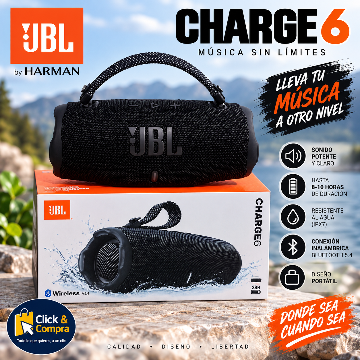 PARLANTE CHARGE 6 CALIDAD A1 de AROMA360